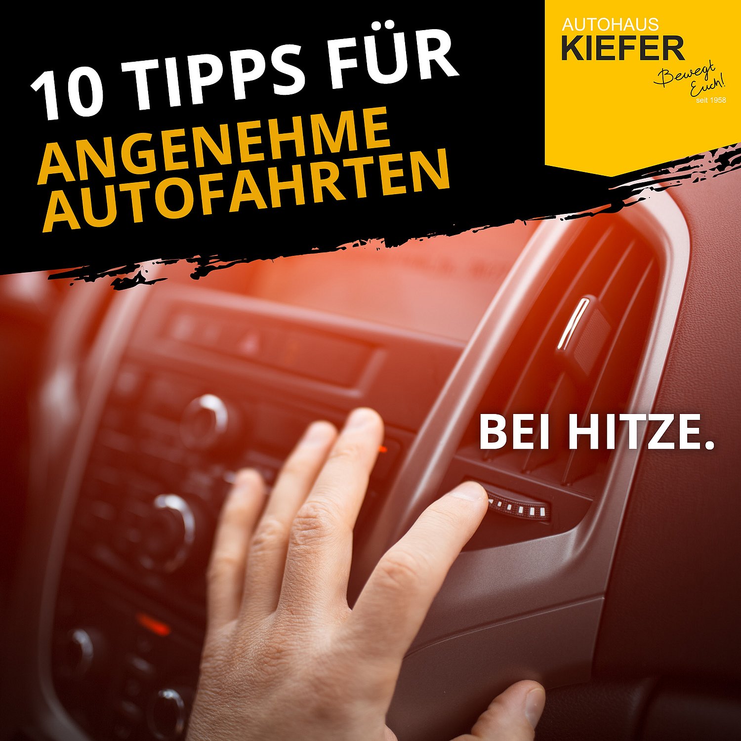 Autohaus Kiefer - Hand die den Regeler der Lüftung im Auto dreht